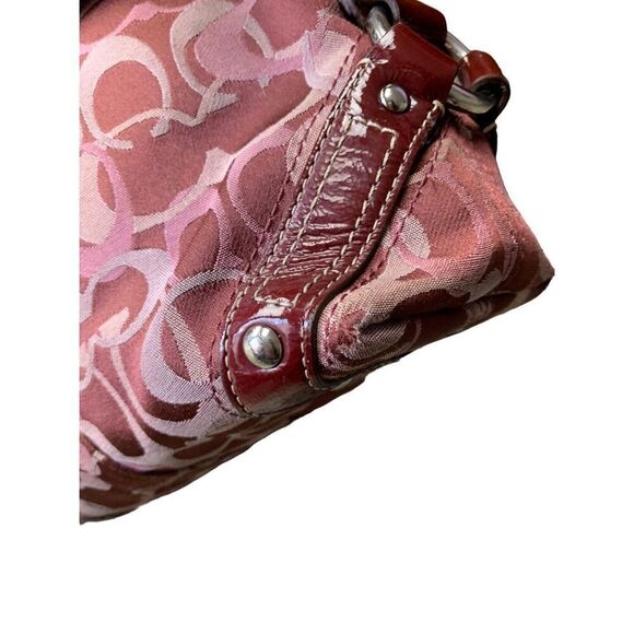 Coach Vintage Carly Optic Signature Maroon Canvas Leather Hobo Bag - Picture 2 of 12